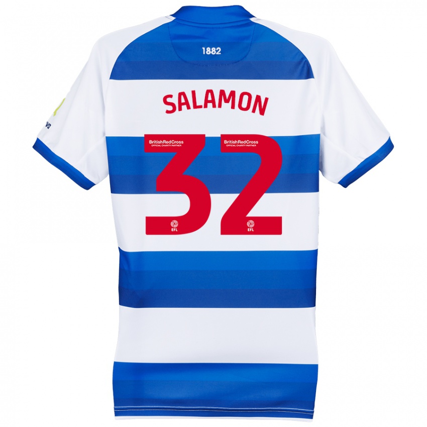 Børn Matteo Salamon #32 Hvid Blå Hjemmebane Spillertrøjer 2024/25 Trøje T-Shirt