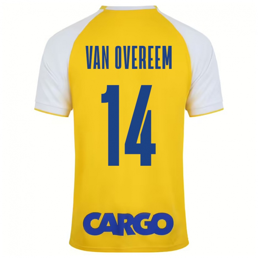 Børn Joris Van Overeem #14 Gul Hvid Hjemmebane Spillertrøjer 2024/25 Trøje T-Shirt