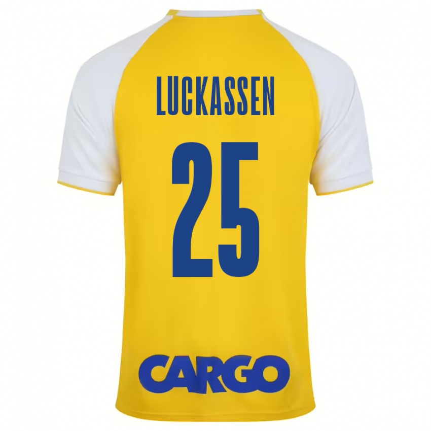 Børn Derrick Luckassen #25 Gul Hvid Hjemmebane Spillertrøjer 2024/25 Trøje T-Shirt