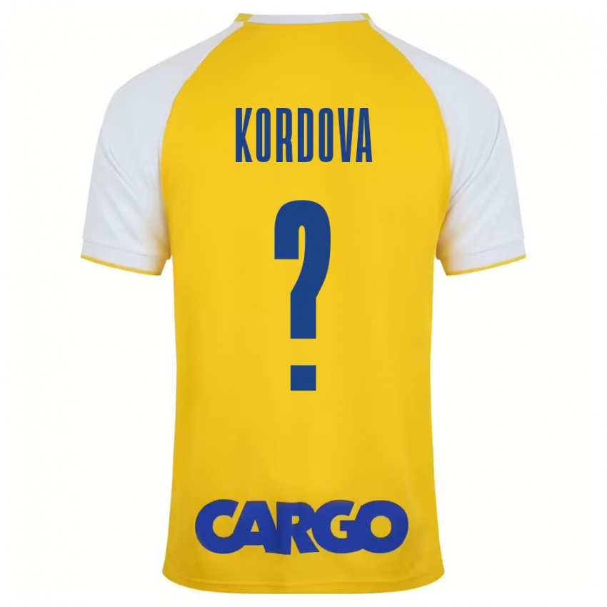 Børn Adir Kordova #0 Gul Hvid Hjemmebane Spillertrøjer 2024/25 Trøje T-Shirt