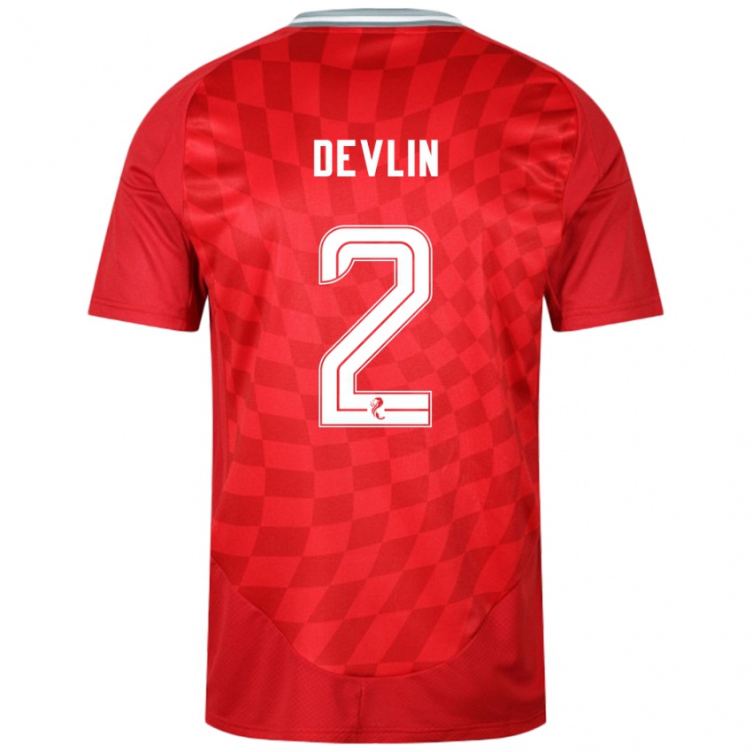 Børn Nicky Devlin #2 Rød Hjemmebane Spillertrøjer 2024/25 Trøje T-Shirt