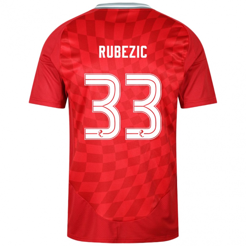 Børn Slobodan Rubezic #33 Rød Hjemmebane Spillertrøjer 2024/25 Trøje T-Shirt