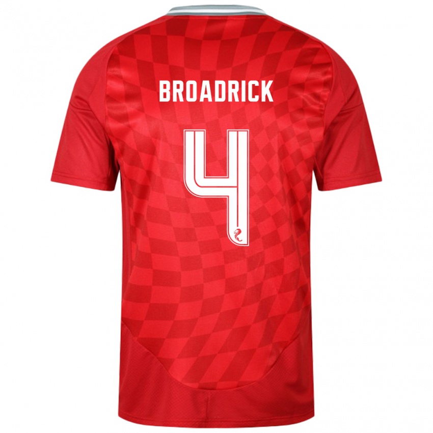 Børn Jessica Broadrick #4 Rød Hjemmebane Spillertrøjer 2024/25 Trøje T-Shirt