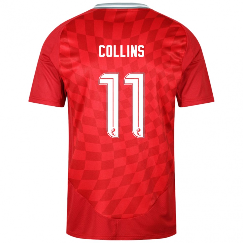 Børn Bailley Collins #11 Rød Hjemmebane Spillertrøjer 2024/25 Trøje T-Shirt