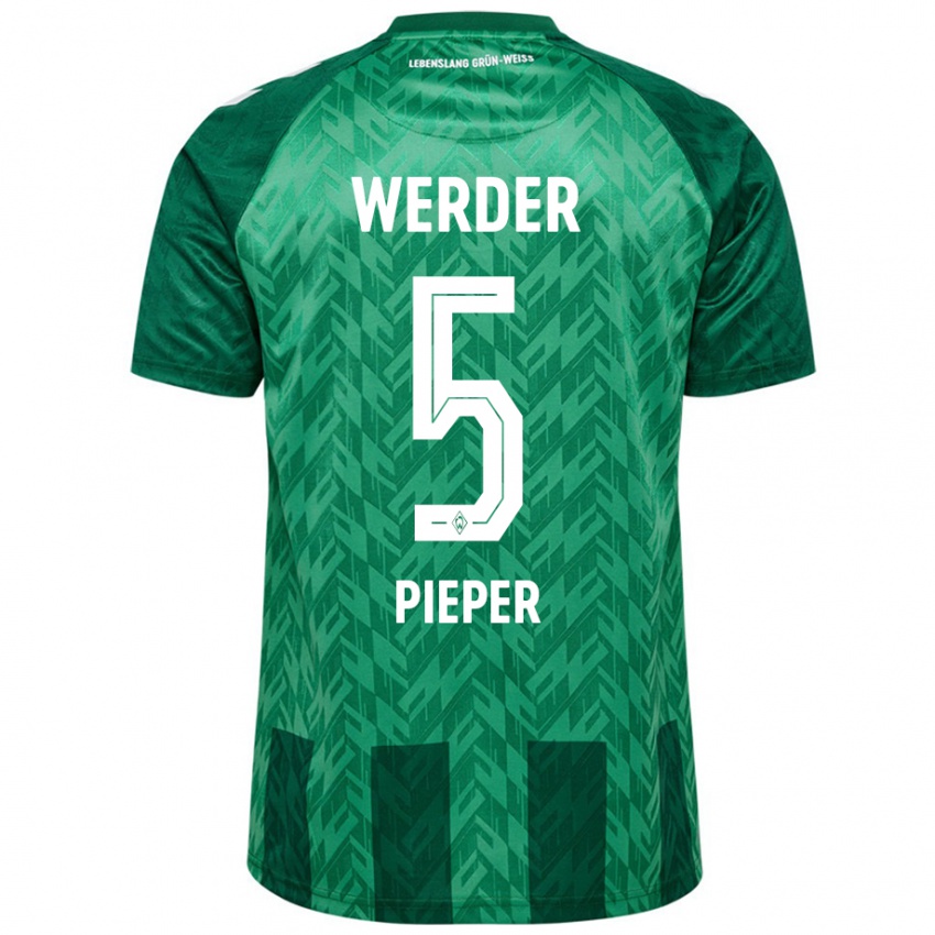 Børn Amos Pieper #5 Grøn Hjemmebane Spillertrøjer 2024/25 Trøje T-Shirt