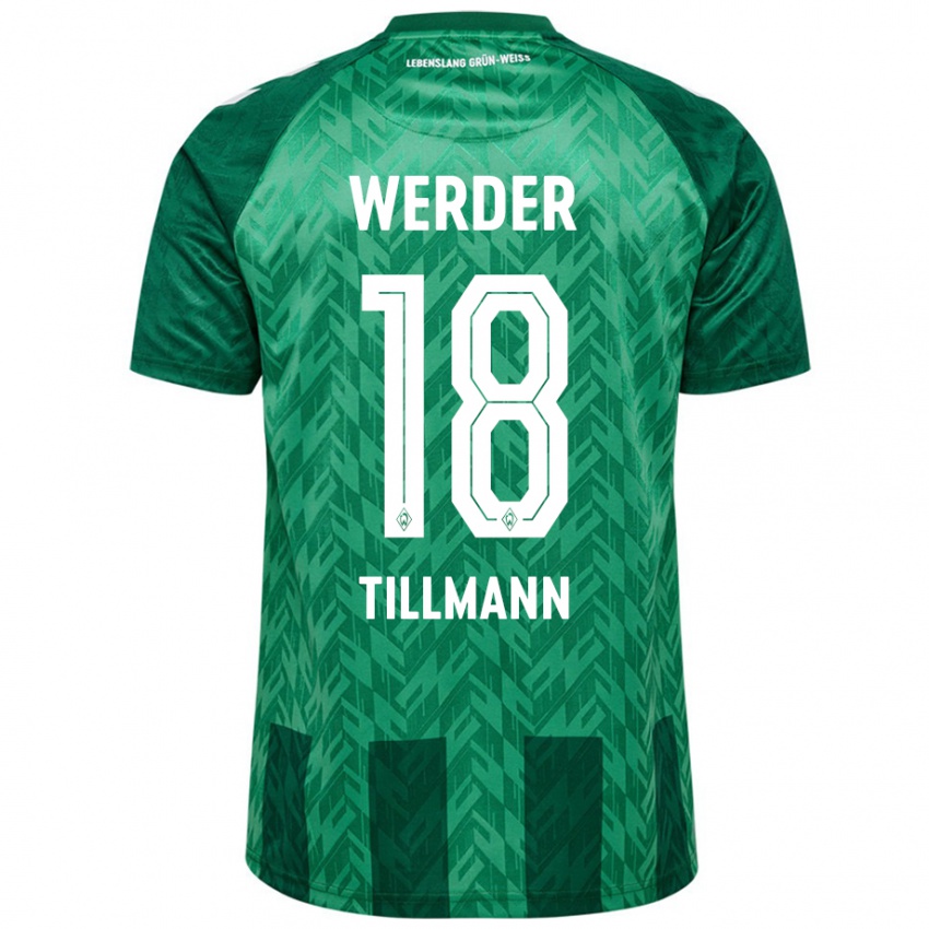 Børn Felix Tillmann #18 Grøn Hjemmebane Spillertrøjer 2024/25 Trøje T-Shirt