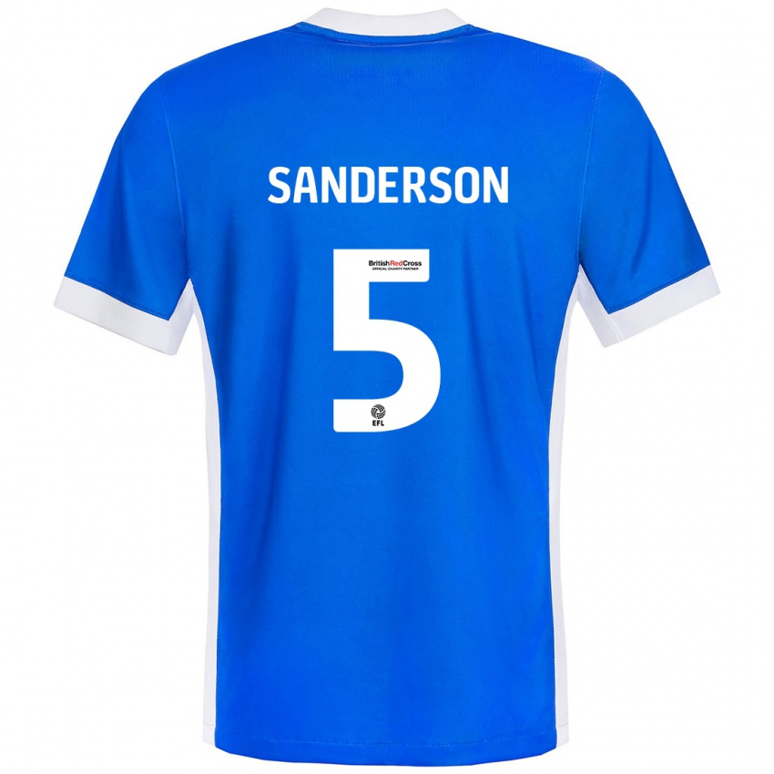 Børn Dion Sanderson #5 Blå Hvid Hjemmebane Spillertrøjer 2024/25 Trøje T-Shirt