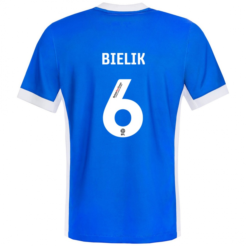 Børn Krystian Bielik #6 Blå Hvid Hjemmebane Spillertrøjer 2024/25 Trøje T-Shirt