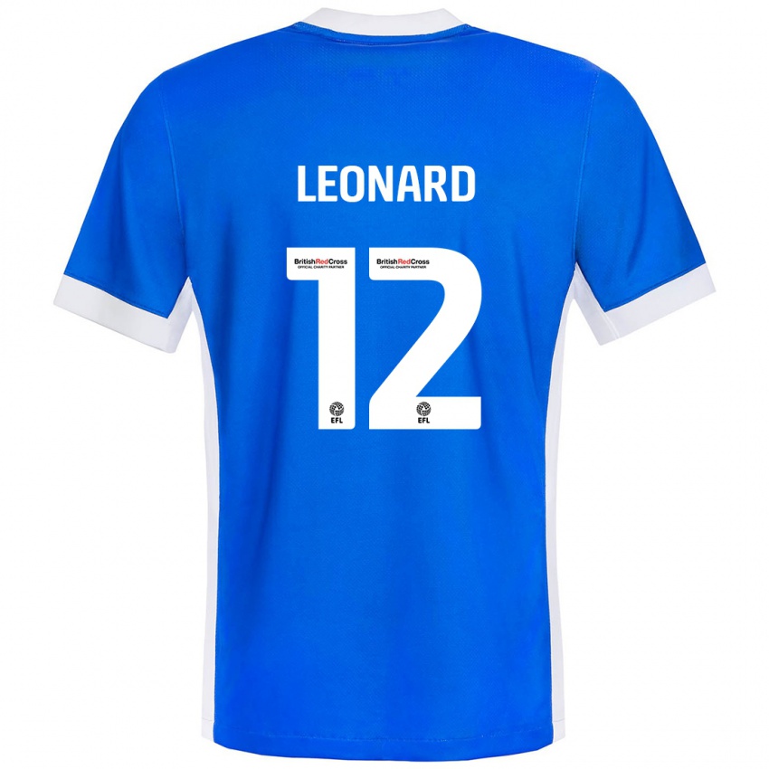 Børn Marc Leonard #12 Blå Hvid Hjemmebane Spillertrøjer 2024/25 Trøje T-Shirt