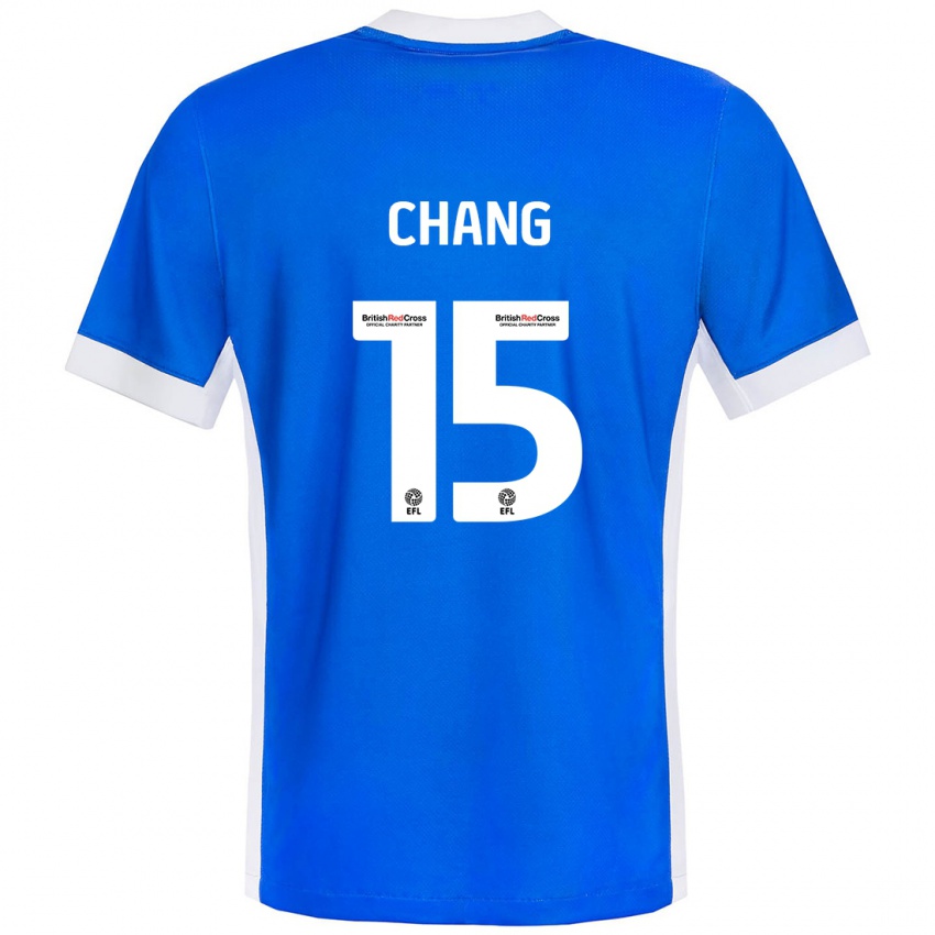 Børn Alfie Chang #15 Blå Hvid Hjemmebane Spillertrøjer 2024/25 Trøje T-Shirt