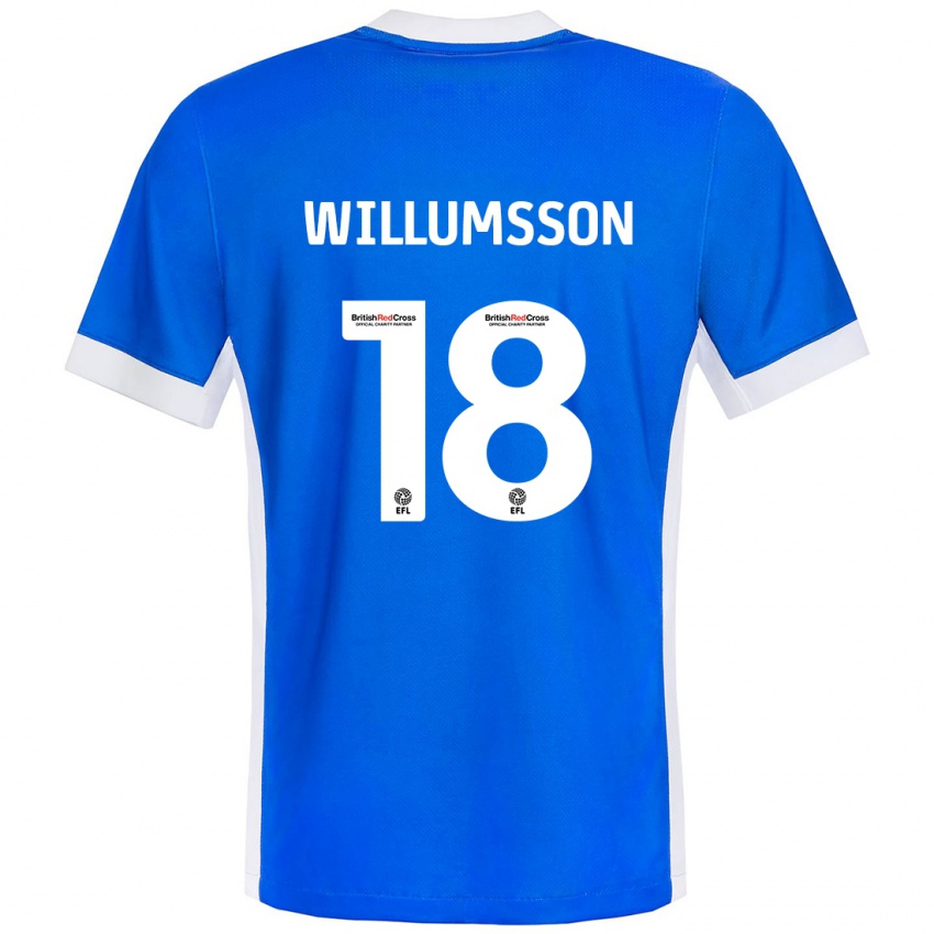 Børn Willum Thór Willumsson #18 Blå Hvid Hjemmebane Spillertrøjer 2024/25 Trøje T-Shirt