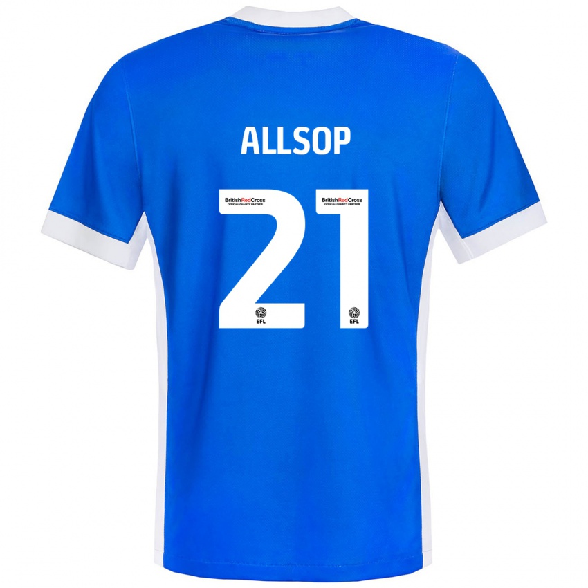 Børn Ryan Allsop #21 Blå Hvid Hjemmebane Spillertrøjer 2024/25 Trøje T-Shirt