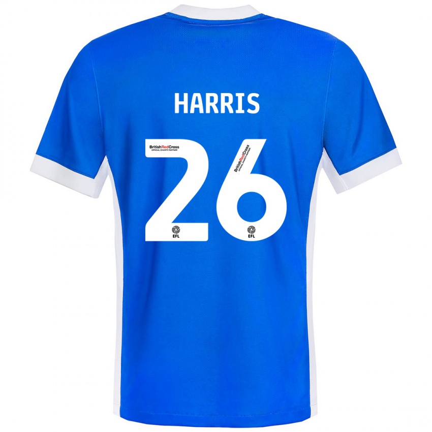 Børn Luke Harris #26 Blå Hvid Hjemmebane Spillertrøjer 2024/25 Trøje T-Shirt