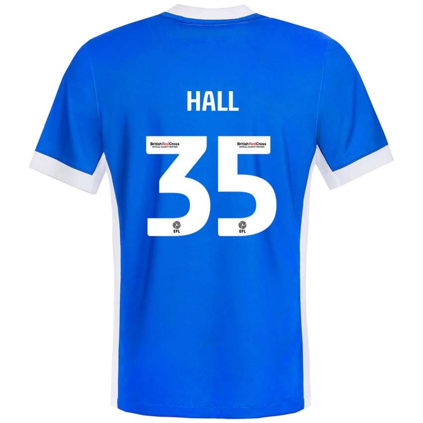 Børn George Hall #35 Blå Hvid Hjemmebane Spillertrøjer 2024/25 Trøje T-Shirt