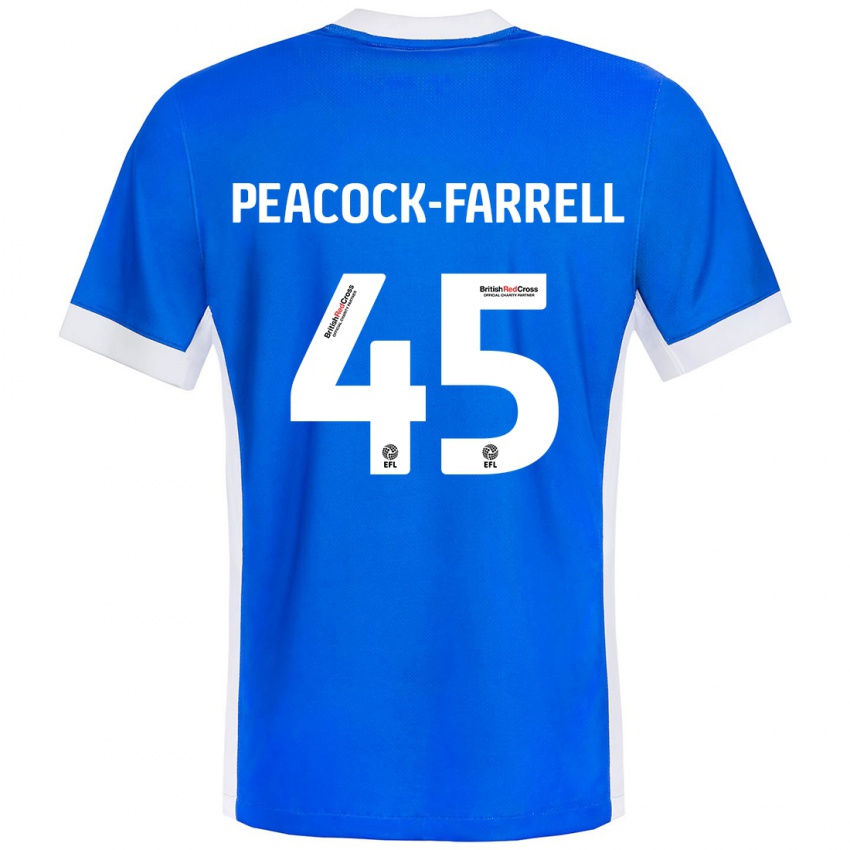 Børn Bailey Peacock-Farrell #45 Blå Hvid Hjemmebane Spillertrøjer 2024/25 Trøje T-Shirt