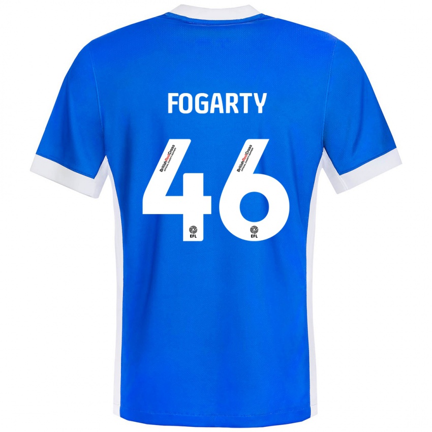 Børn Tom Fogarty #46 Blå Hvid Hjemmebane Spillertrøjer 2024/25 Trøje T-Shirt