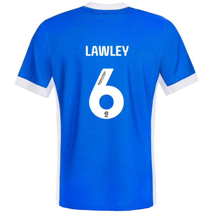 Børn Gemma Lawley #6 Blå Hvid Hjemmebane Spillertrøjer 2024/25 Trøje T-Shirt