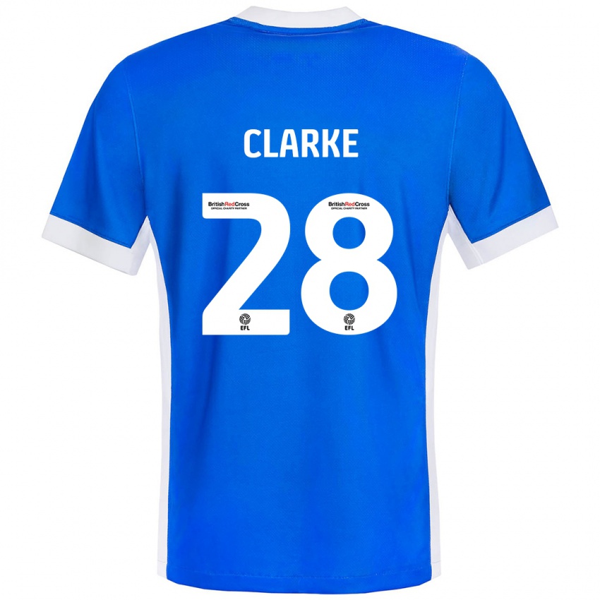 Børn Charlotte Clarke #28 Blå Hvid Hjemmebane Spillertrøjer 2024/25 Trøje T-Shirt