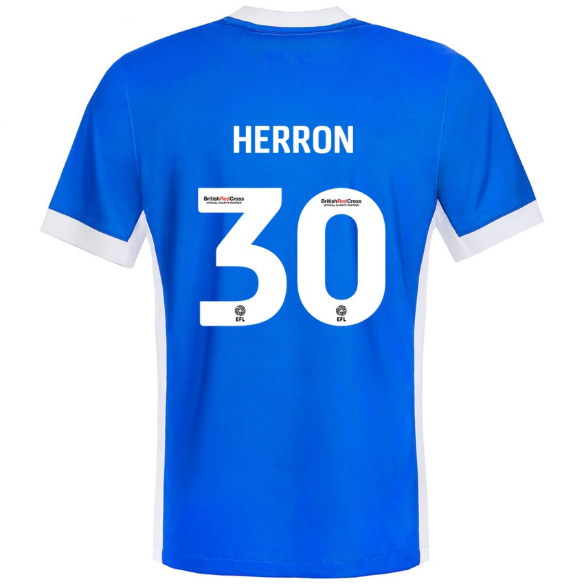 Børn Neve Herron #30 Blå Hvid Hjemmebane Spillertrøjer 2024/25 Trøje T-Shirt