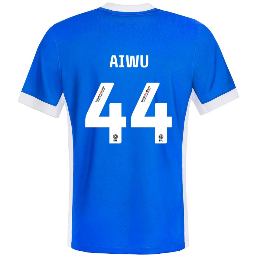 Børn Emanuel Aiwu #44 Blå Hvid Hjemmebane Spillertrøjer 2024/25 Trøje T-Shirt