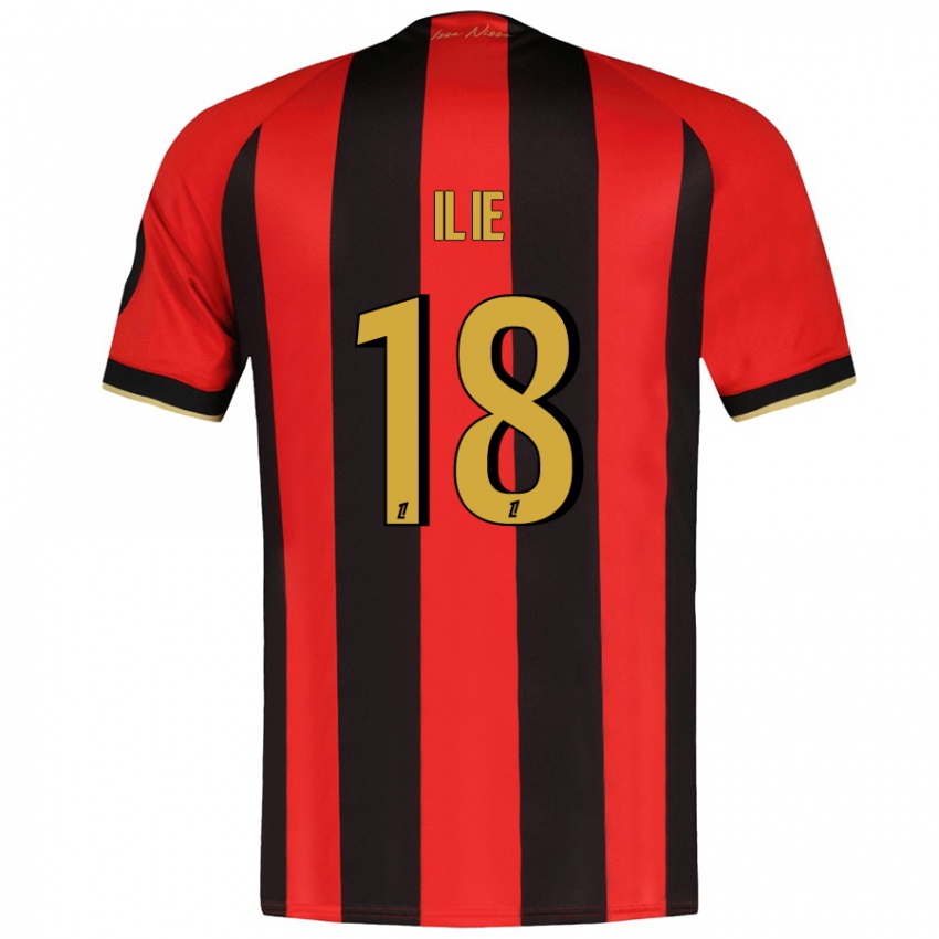 Børn Rareș Ilie #18 Rød Sort Hjemmebane Spillertrøjer 2024/25 Trøje T-Shirt