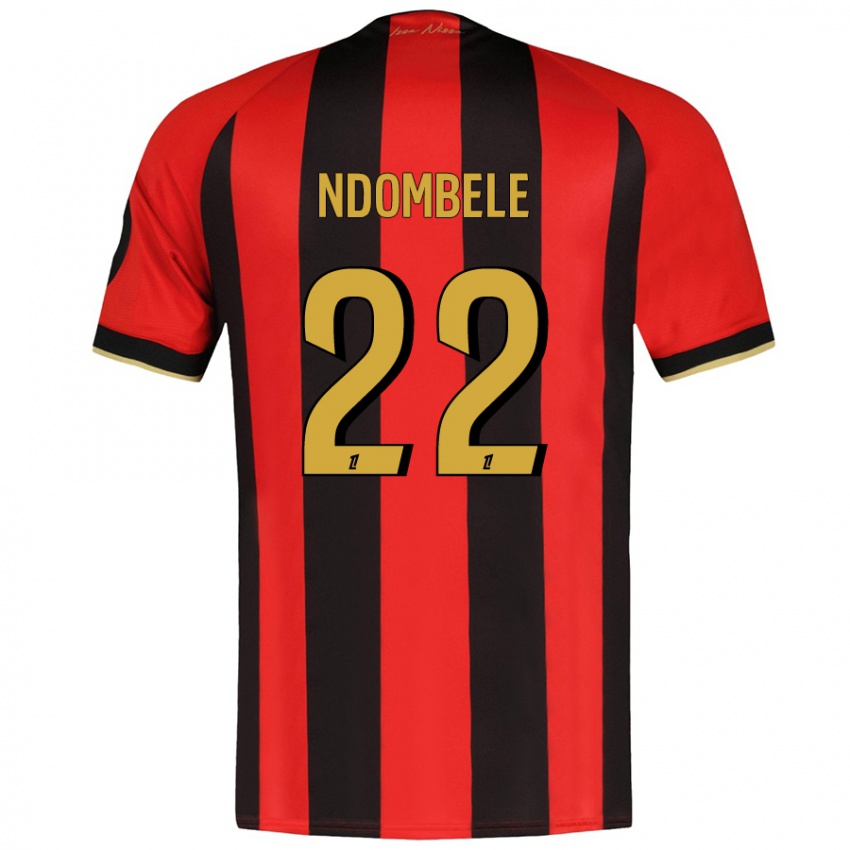 Børn Tanguy Ndombele #22 Rød Sort Hjemmebane Spillertrøjer 2024/25 Trøje T-Shirt