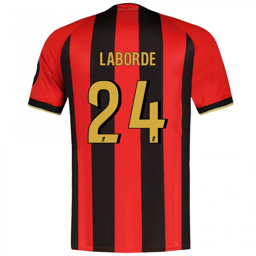 Børn Gaëtan Laborde #24 Rød Sort Hjemmebane Spillertrøjer 2024/25 Trøje T-Shirt