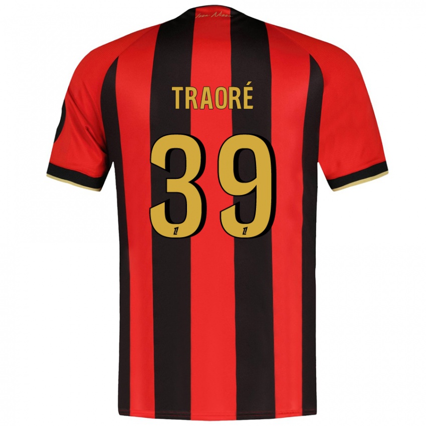 Børn Daouda Traoré #39 Rød Sort Hjemmebane Spillertrøjer 2024/25 Trøje T-Shirt