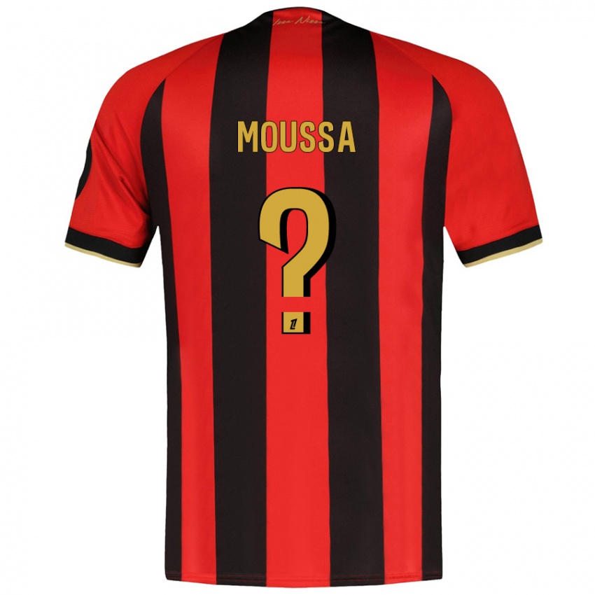 Børn Mounir Moussa #0 Rød Sort Hjemmebane Spillertrøjer 2024/25 Trøje T-Shirt