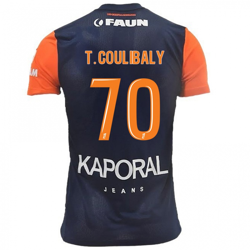 Børn Tanguy Coulibaly #70 Marineblå Orange Hjemmebane Spillertrøjer 2024/25 Trøje T-Shirt