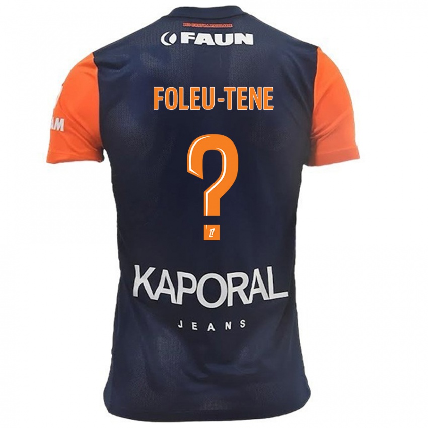 Børn Kévin Foleu-Tene #0 Marineblå Orange Hjemmebane Spillertrøjer 2024/25 Trøje T-Shirt