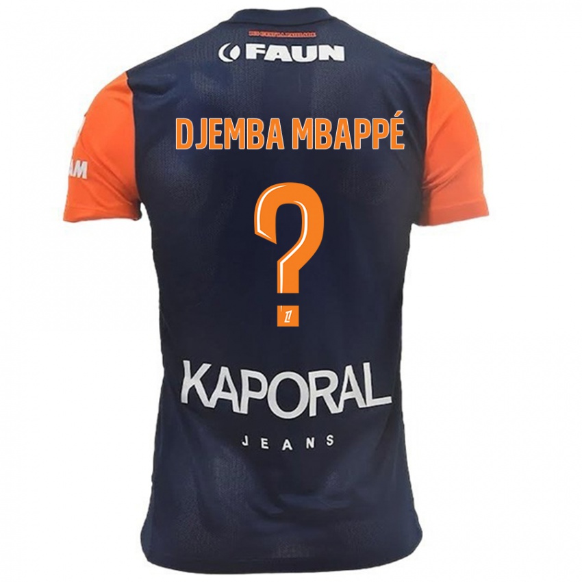 Børn Yvan Djemba Mbappé #0 Marineblå Orange Hjemmebane Spillertrøjer 2024/25 Trøje T-Shirt