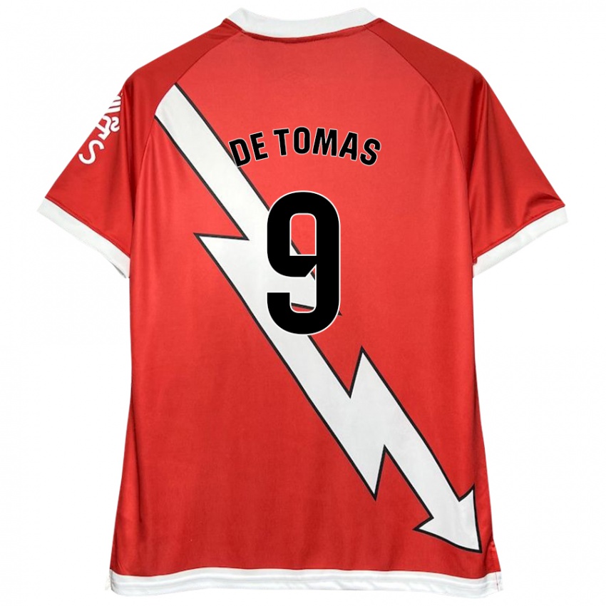 Børn Raúl De Tomás #9 Hvid Rød Hjemmebane Spillertrøjer 2024/25 Trøje T-Shirt