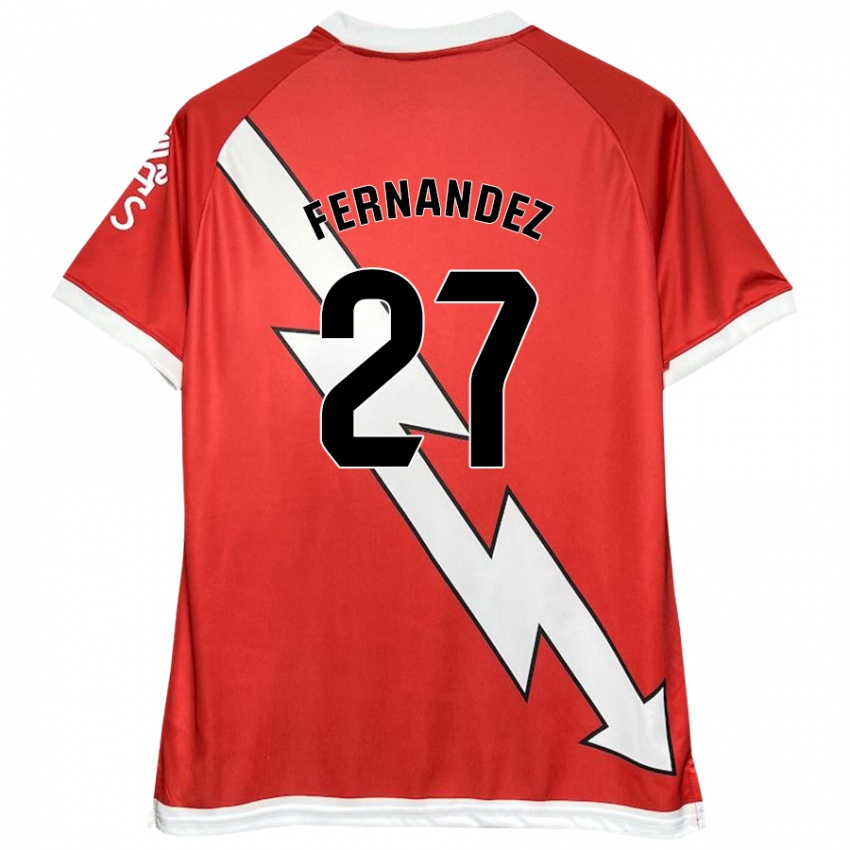 Børn Pelayo Fernandez #27 Hvid Rød Hjemmebane Spillertrøjer 2024/25 Trøje T-Shirt