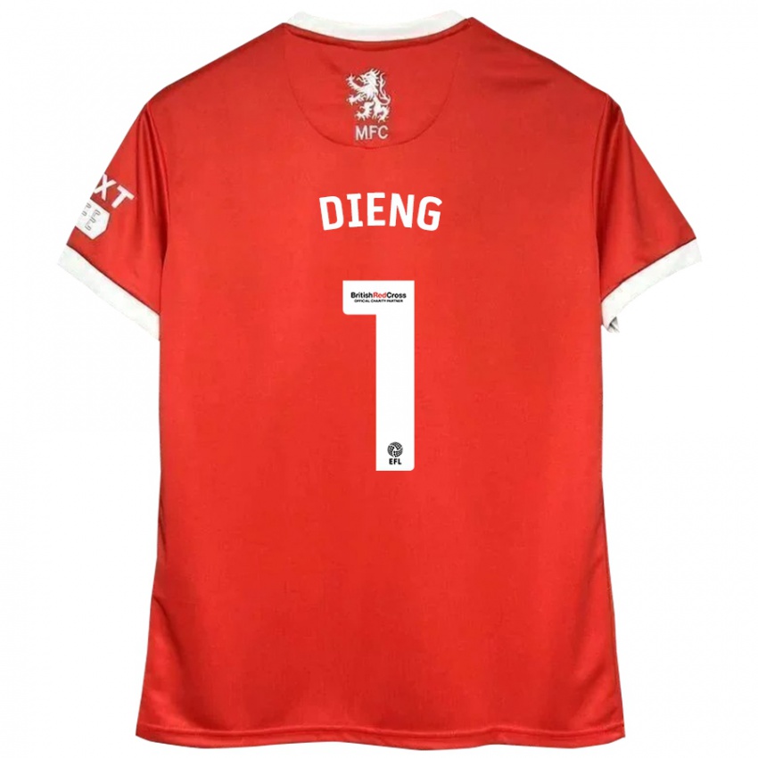 Børn Seny Dieng #1 Rød Hvid Hjemmebane Spillertrøjer 2024/25 Trøje T-Shirt