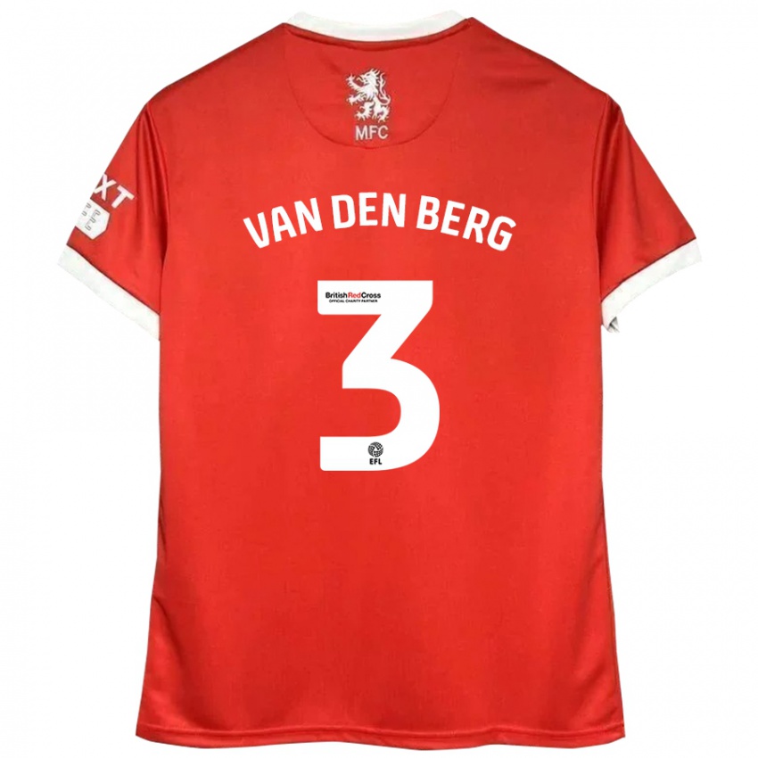 Børn Rav Van Den Berg #3 Rød Hvid Hjemmebane Spillertrøjer 2024/25 Trøje T-Shirt