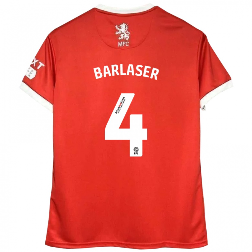 Børn Dan Barlaser #4 Rød Hvid Hjemmebane Spillertrøjer 2024/25 Trøje T-Shirt