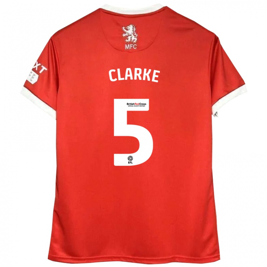 Børn Matt Clarke #5 Rød Hvid Hjemmebane Spillertrøjer 2024/25 Trøje T-Shirt