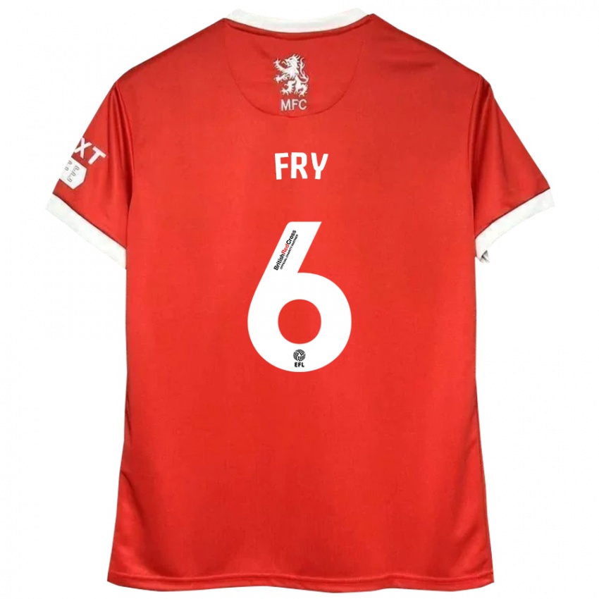 Børn Dael Fry #6 Rød Hvid Hjemmebane Spillertrøjer 2024/25 Trøje T-Shirt