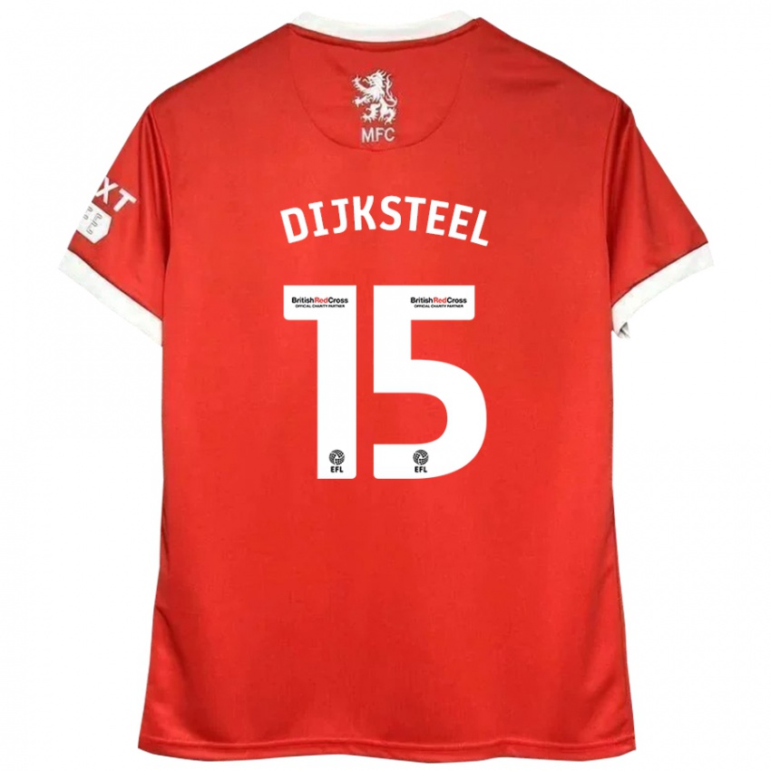 Børn Anfernee Dijksteel #15 Rød Hvid Hjemmebane Spillertrøjer 2024/25 Trøje T-Shirt