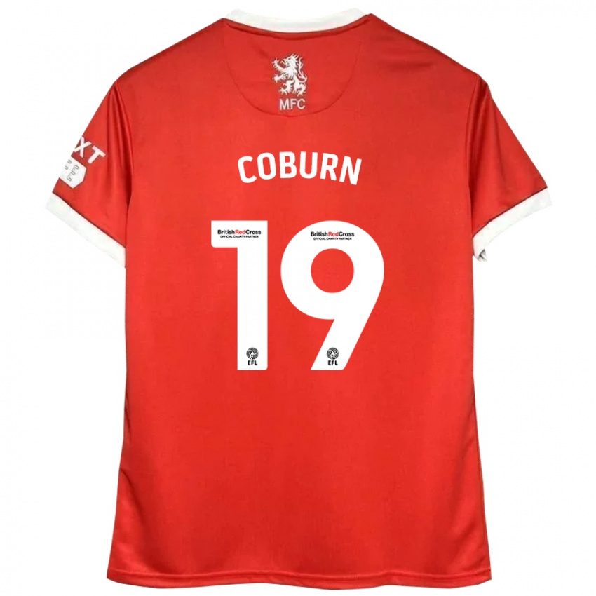 Børn Josh Coburn #19 Rød Hvid Hjemmebane Spillertrøjer 2024/25 Trøje T-Shirt