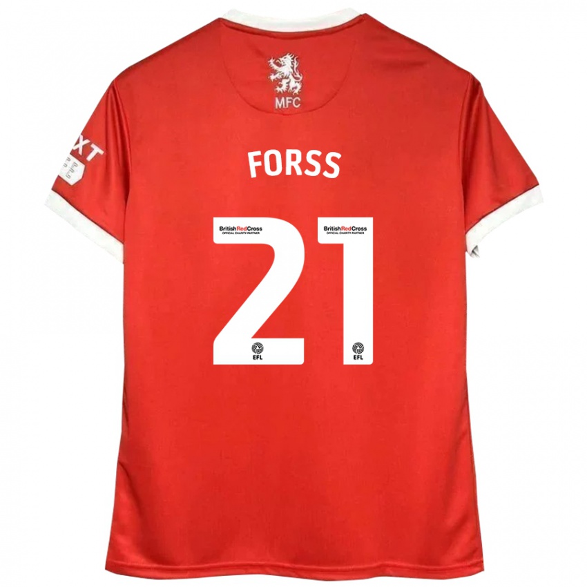 Børn Marcus Forss #21 Rød Hvid Hjemmebane Spillertrøjer 2024/25 Trøje T-Shirt