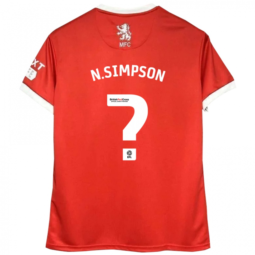 Børn Nathan Simpson #0 Rød Hvid Hjemmebane Spillertrøjer 2024/25 Trøje T-Shirt