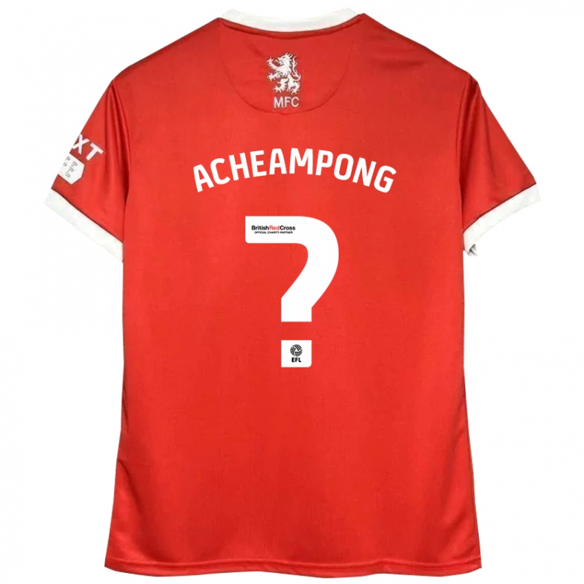 Børn Prince Acheampong #0 Rød Hvid Hjemmebane Spillertrøjer 2024/25 Trøje T-Shirt