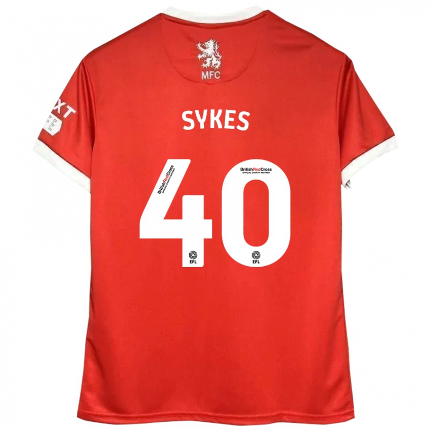 Børn Cain Sykes #40 Rød Hvid Hjemmebane Spillertrøjer 2024/25 Trøje T-Shirt