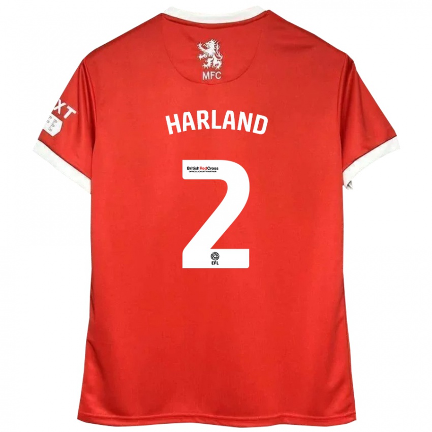 Børn Jane Harland #2 Rød Hvid Hjemmebane Spillertrøjer 2024/25 Trøje T-Shirt