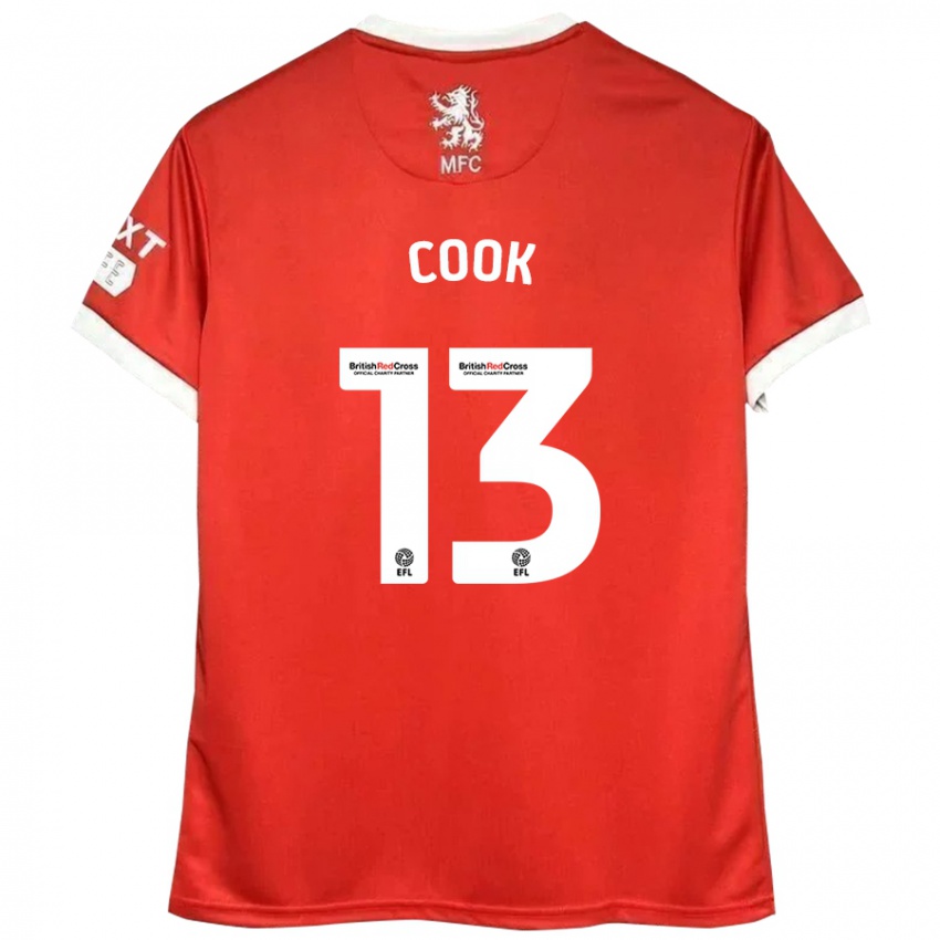 Børn Ruby Cook #13 Rød Hvid Hjemmebane Spillertrøjer 2024/25 Trøje T-Shirt