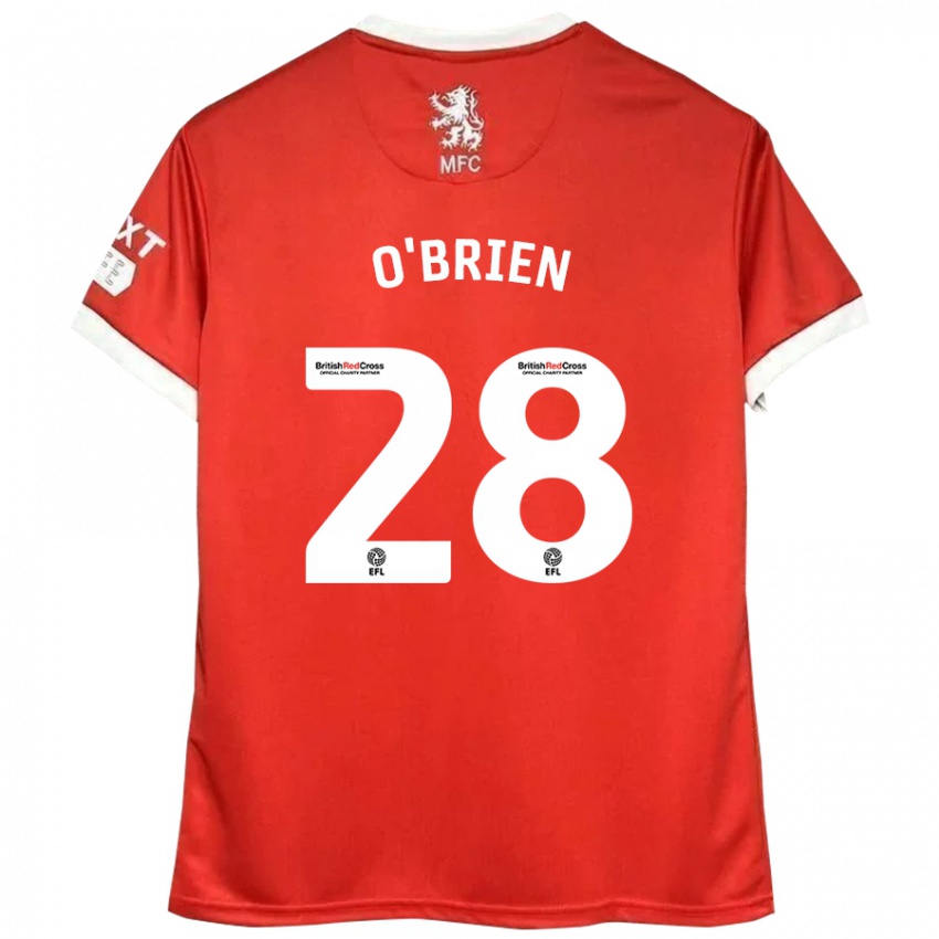 Børn Lewis O'brien #28 Rød Hvid Hjemmebane Spillertrøjer 2024/25 Trøje T-Shirt