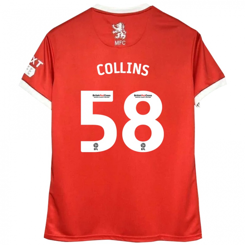 Børn Sam Collins #58 Rød Hvid Hjemmebane Spillertrøjer 2024/25 Trøje T-Shirt