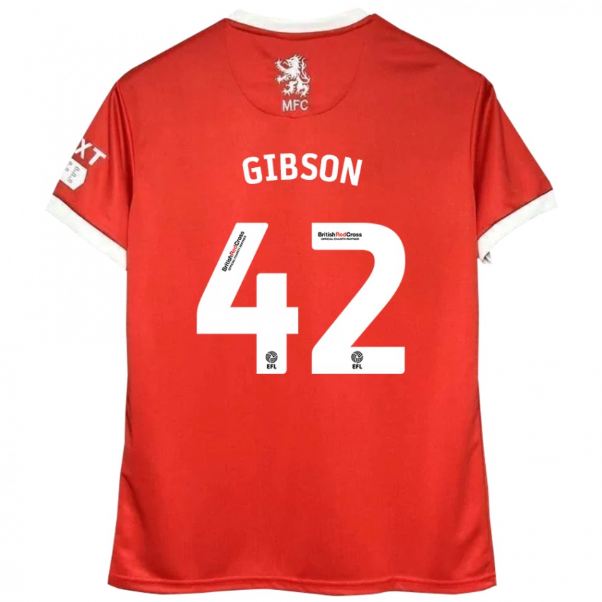 Børn Joseph Gibson #42 Rød Hvid Hjemmebane Spillertrøjer 2024/25 Trøje T-Shirt